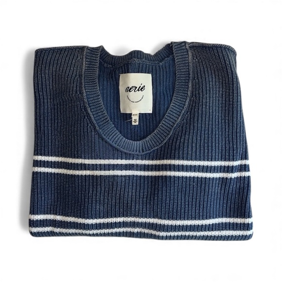 Aerie Cropped Blue Striped Sweater, Women’s XL. - Picture 6 of 8